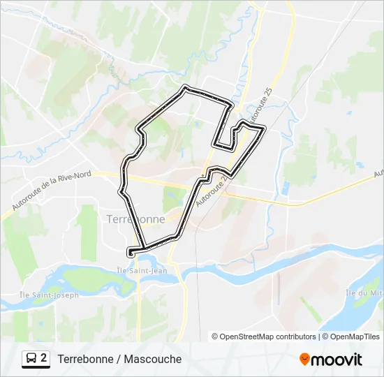 Plan de la ligne 2 de bus
