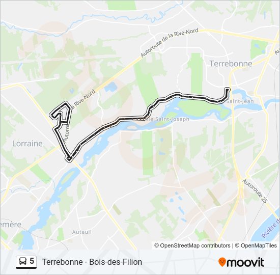 Plan de la ligne 5 de bus