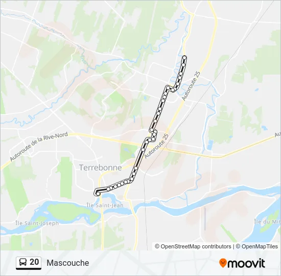 Plan de la ligne 20 de bus