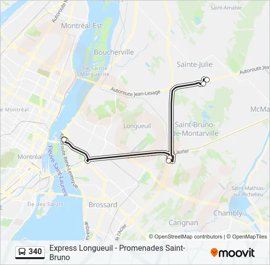 340 Bus Line Map