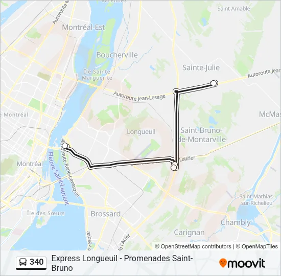 340 Bus Line Map