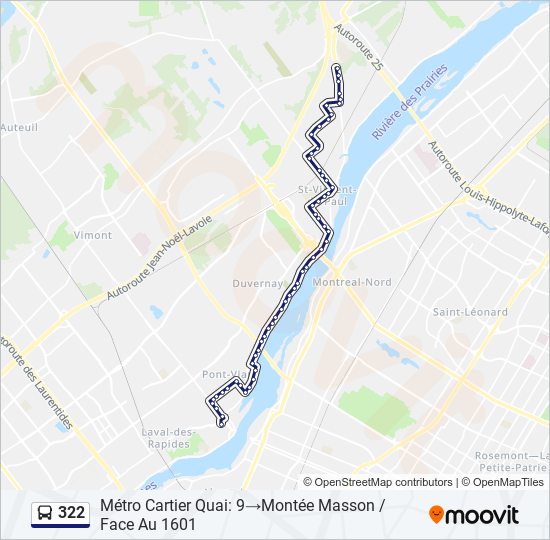 322 bus Line Map