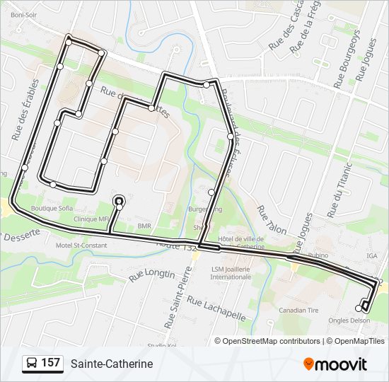 Plan de la ligne 157 de bus