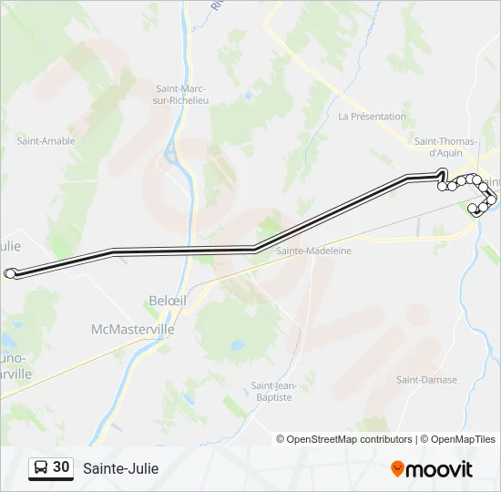 Plan de la ligne 30 de bus
