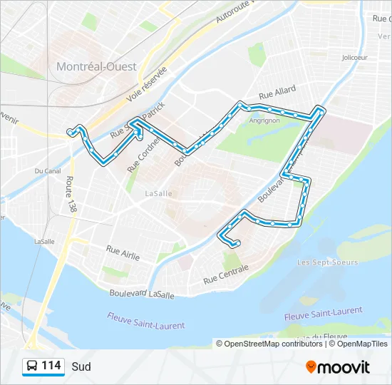 114 Bus Line Map