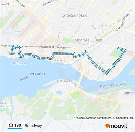 Plan de la ligne 198 de bus