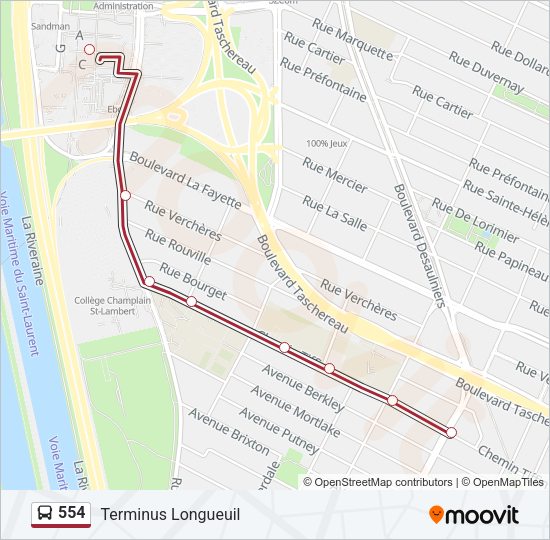 554 Bus Line Map