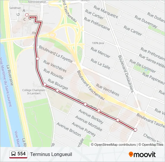 554 Bus Line Map