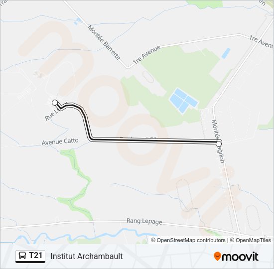 Plan de la ligne T21 de bus