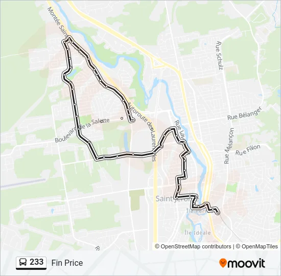 Plan de la ligne 233 de bus