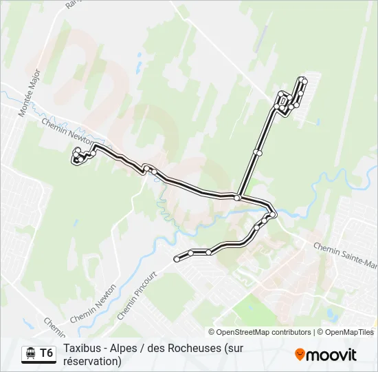 Plan de la ligne T6 de shuttle