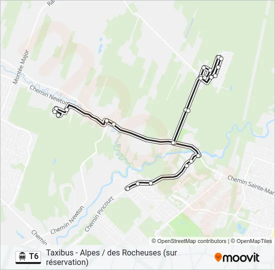 Plan de la ligne T6 de shuttle