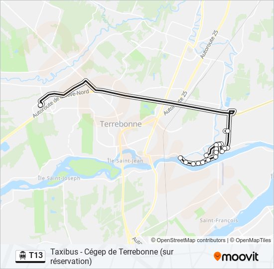 T13 shuttle Line Map