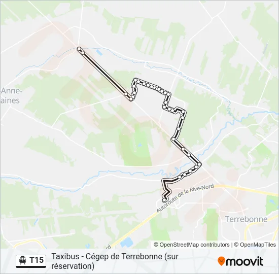 Plan de la ligne T15 de shuttle