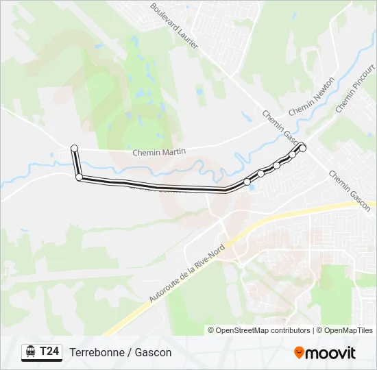 Plan de la ligne T24 de shuttle