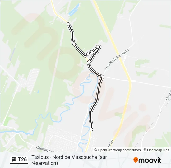 Plan de la ligne T26 de shuttle