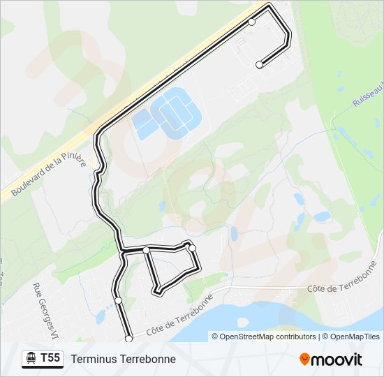 Plan de la ligne T55 de shuttle