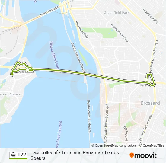 Plan de la ligne T72 de shuttle