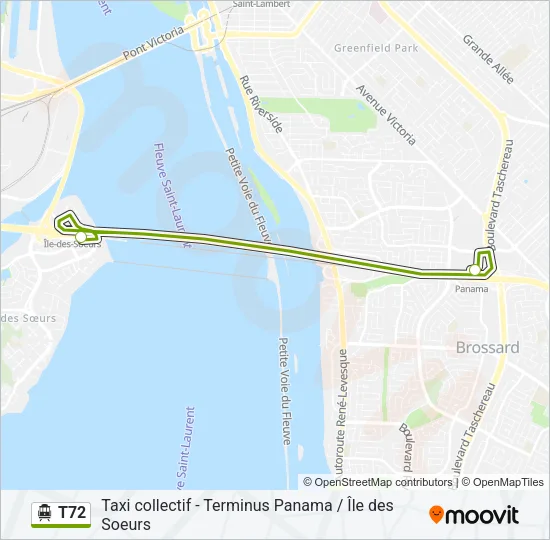 Plan de la ligne T72 de shuttle