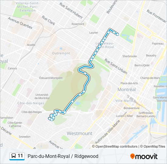 Plan de la ligne 11 de bus