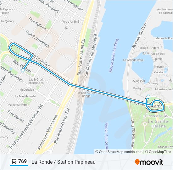 Plan de la ligne 769 de bus