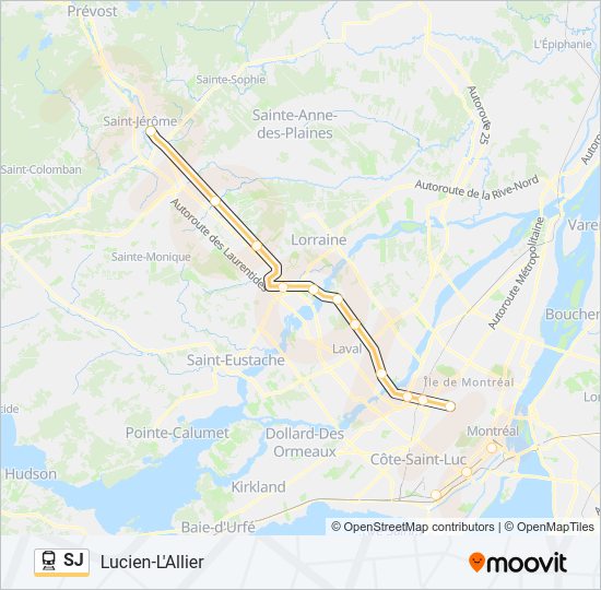 Plan de la ligne SJ de train