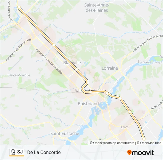 Plan de la ligne SJ de train