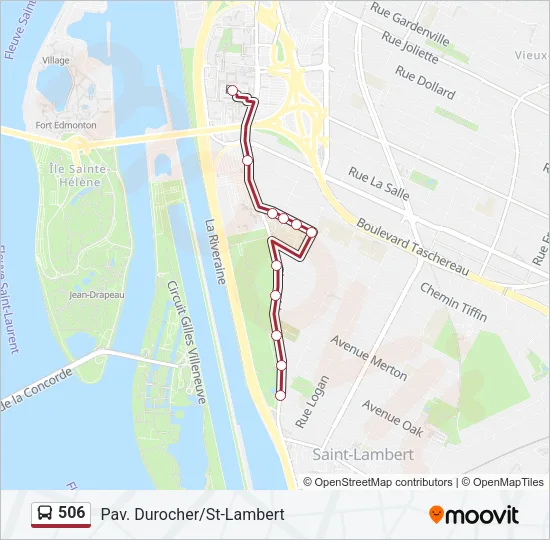 Plan de la ligne 506 de bus