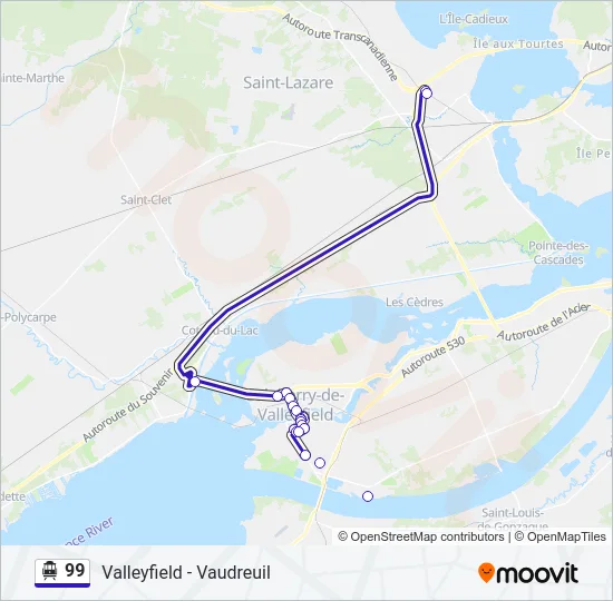 Plan de la ligne 99 de shuttle
