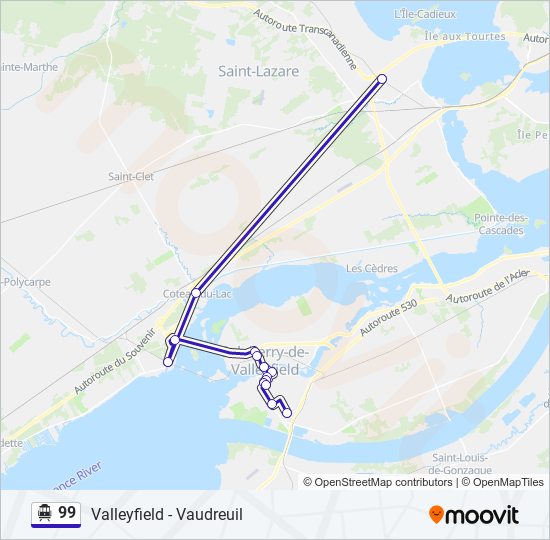 Plan de la ligne 99 de shuttle