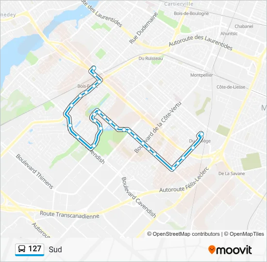 127 Route: Schedules, Stops & Maps - Sud (Updated)