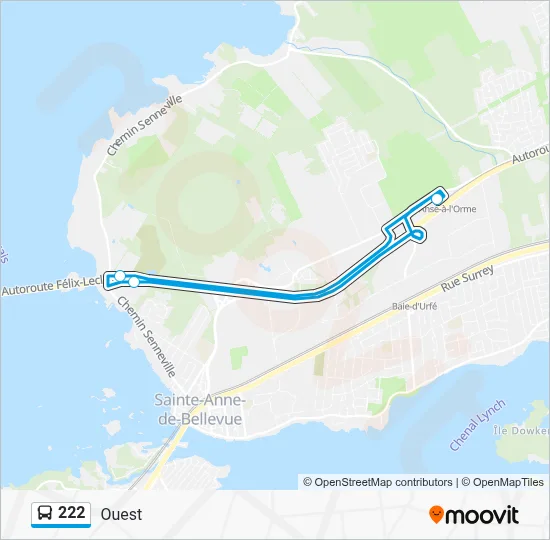 222 Itinéraire: Horaires, Arrêts & Plan - Ouest (mis à jour)