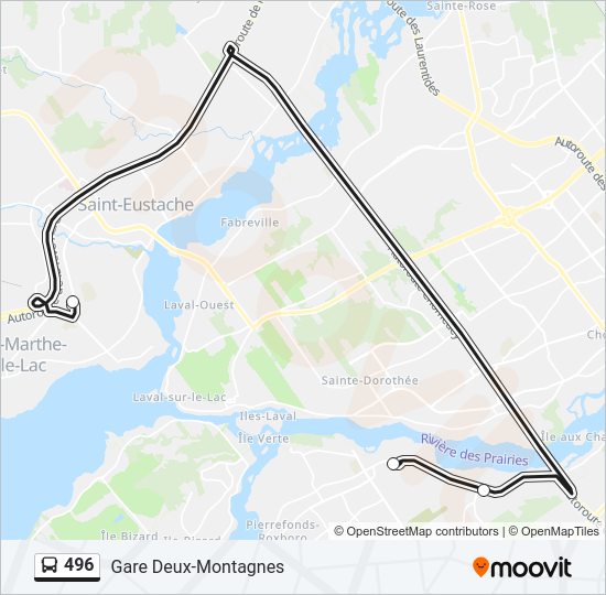 Plan de la ligne 496 de bus