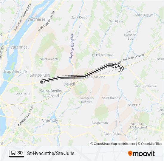 Plan de la ligne 30 de bus