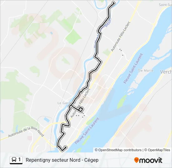 1 Bus Line Map