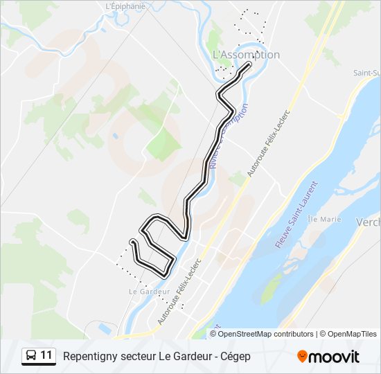 Plan de la ligne 11 de bus