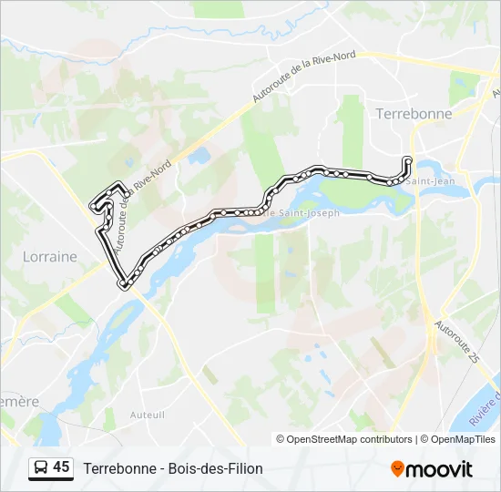 45 Bus Line Map