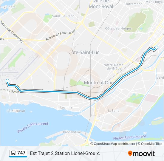 Plan de la ligne 747 de bus