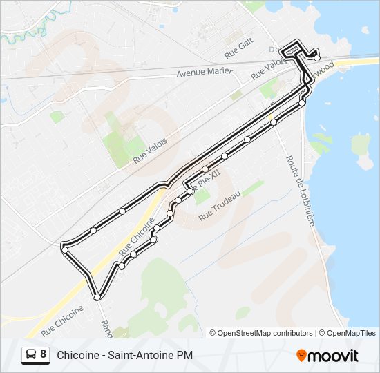 Plan de la ligne 8 de bus