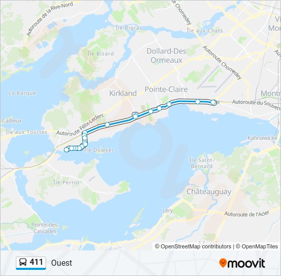 Plan de la ligne 411 de bus