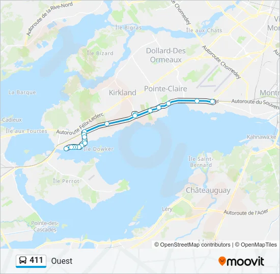 Plan de la ligne 411 de bus