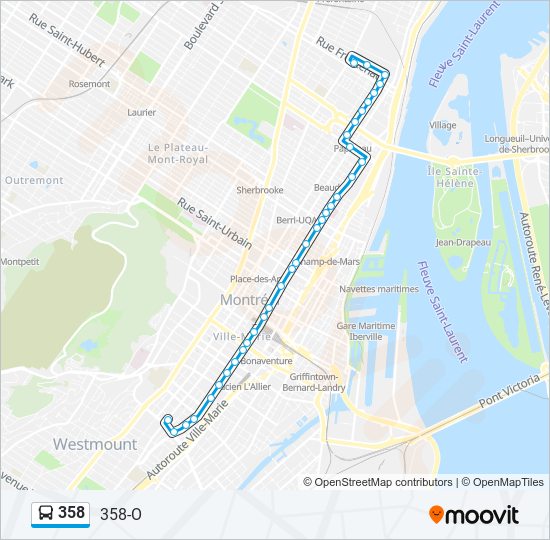 Plan de la ligne 358 de bus