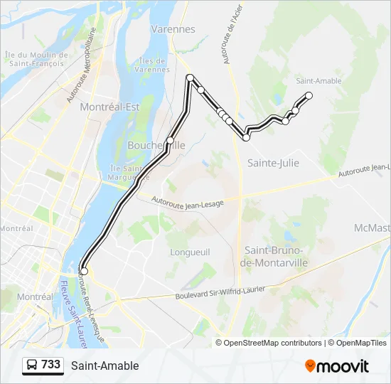 733 Bus Line Map