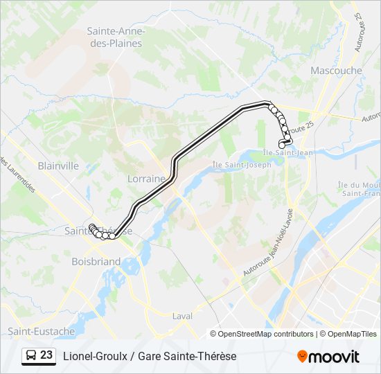 Plan de la ligne 23 de bus