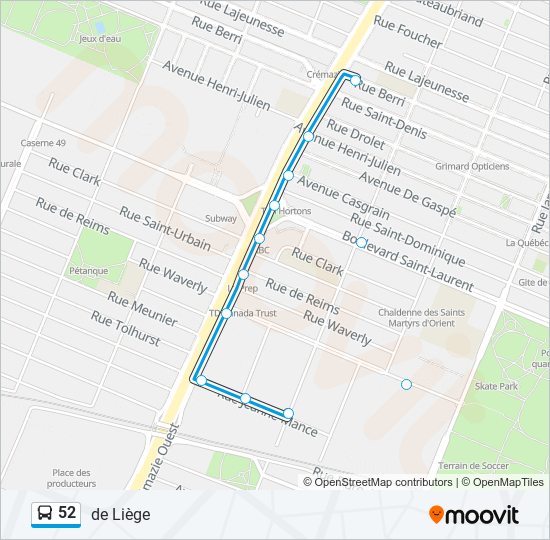 52 bus Line Map