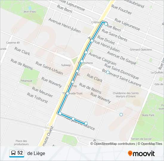52 Bus Line Map