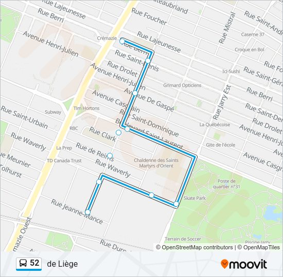 52 Bus Line Map