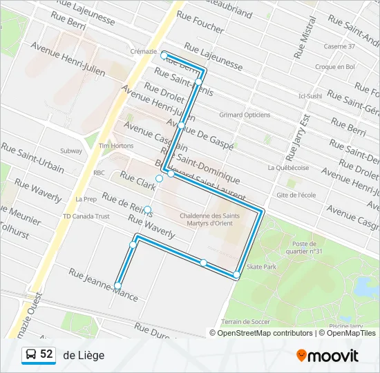 52 Bus Line Map