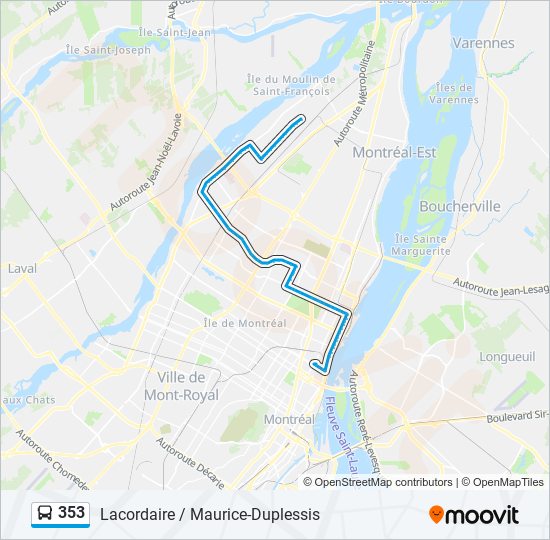 Plan de la ligne 353 de bus