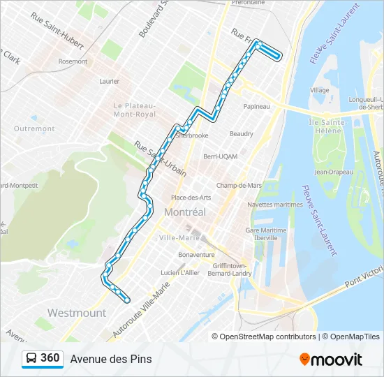 Plan de la ligne 360 de bus